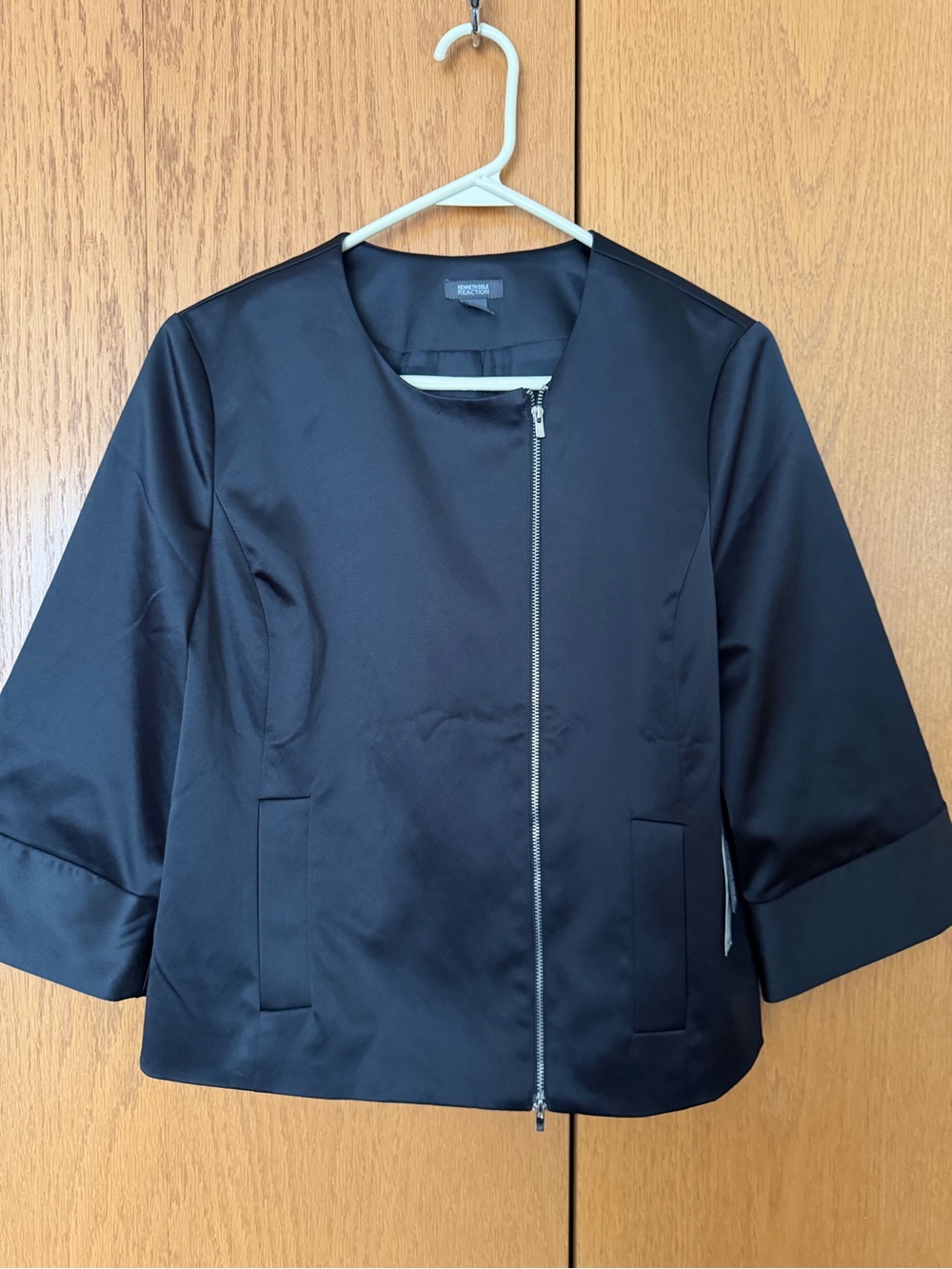 Kenneth Cole Black Asymmetrical Zip Jacket